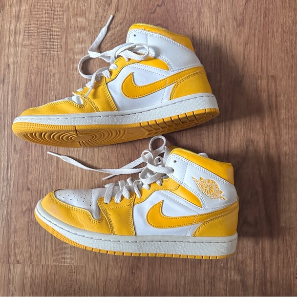 Nike Shoes - Nike Air Jordan White University Gold High-Top Sneakers